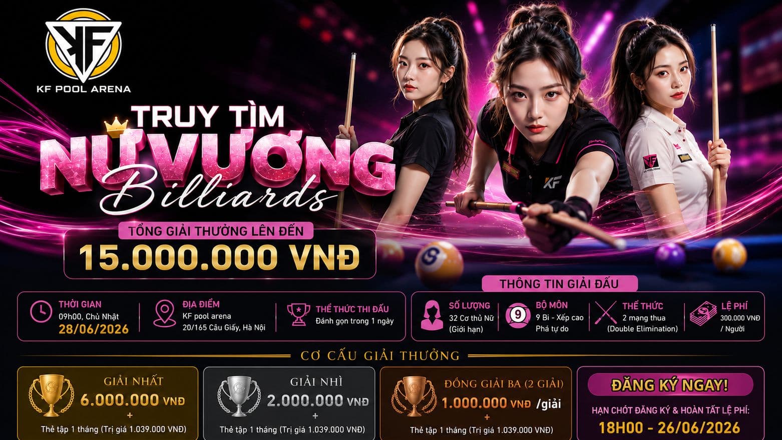 TRUY TÌM NỮ VƯƠNG BILLIARDS - KF Pool Arena 6.2026