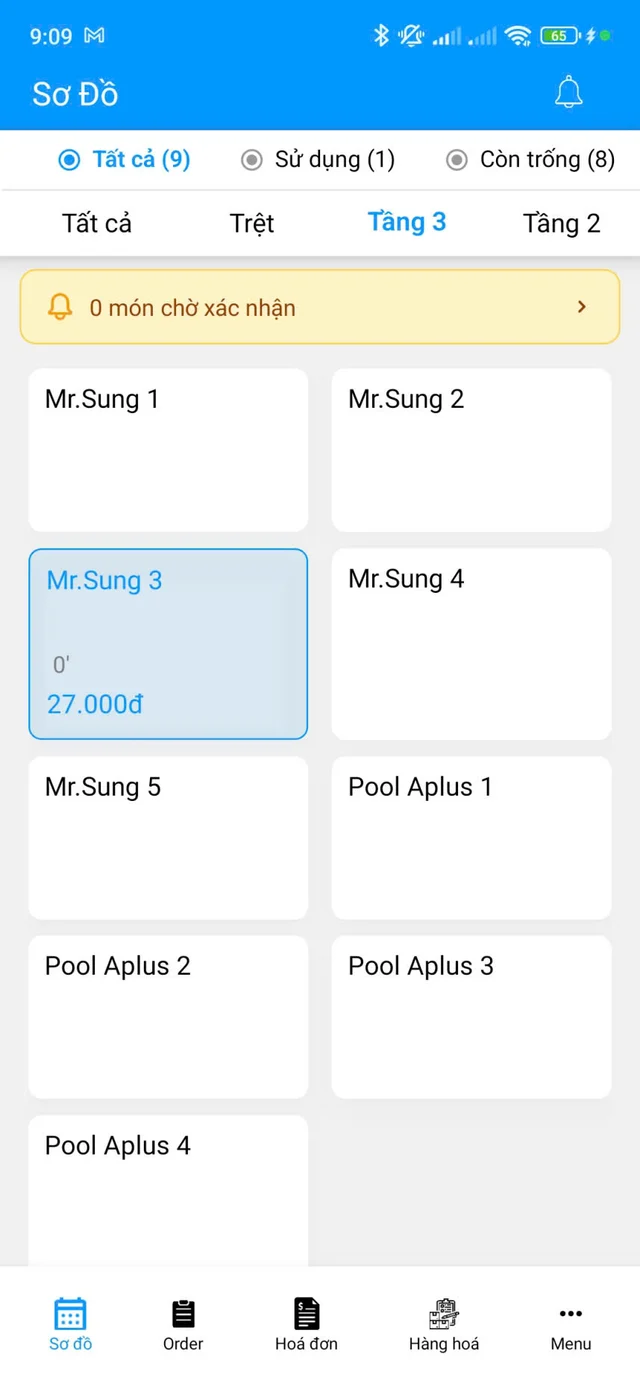 Arena point-of-sale mobile app — table map